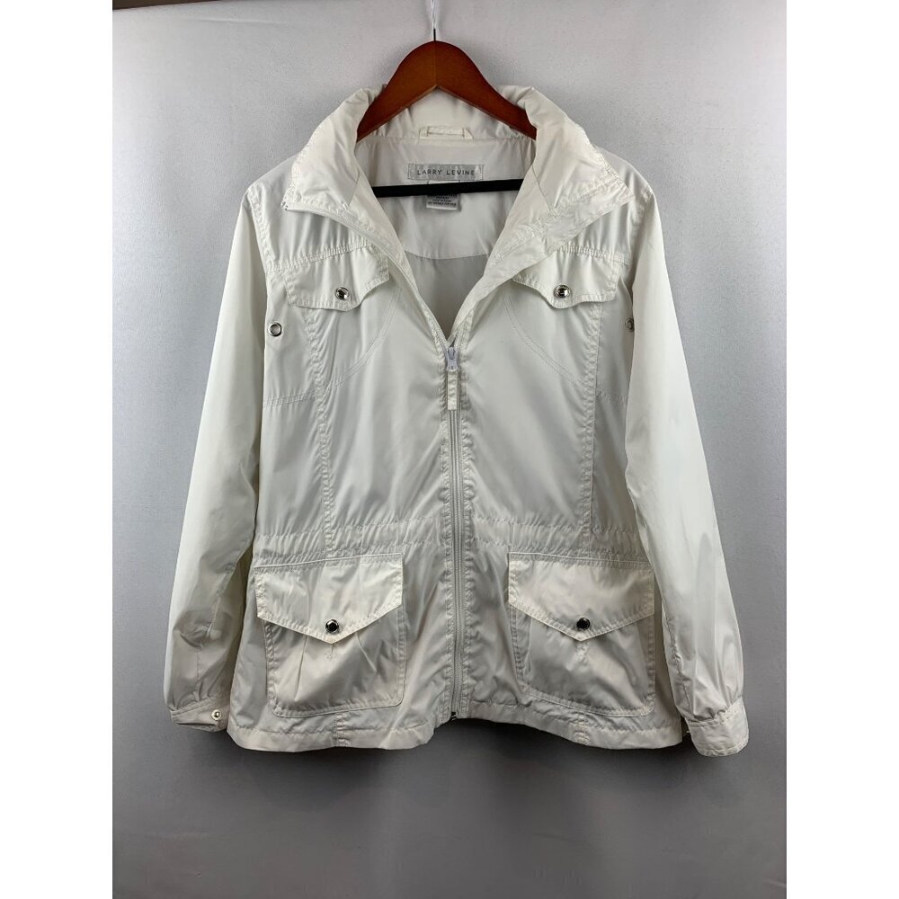 Women's Vintage Y2K Larry Levine White Wind Breaker Jacket  Size XS